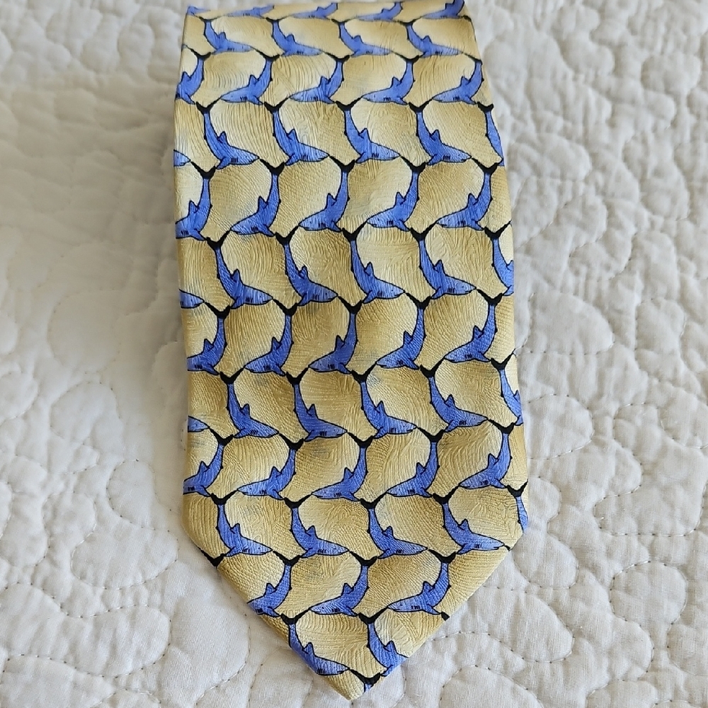 🦈HP🦈The Nature Conservancy Silver Tip Shark Vintage Silk Tie